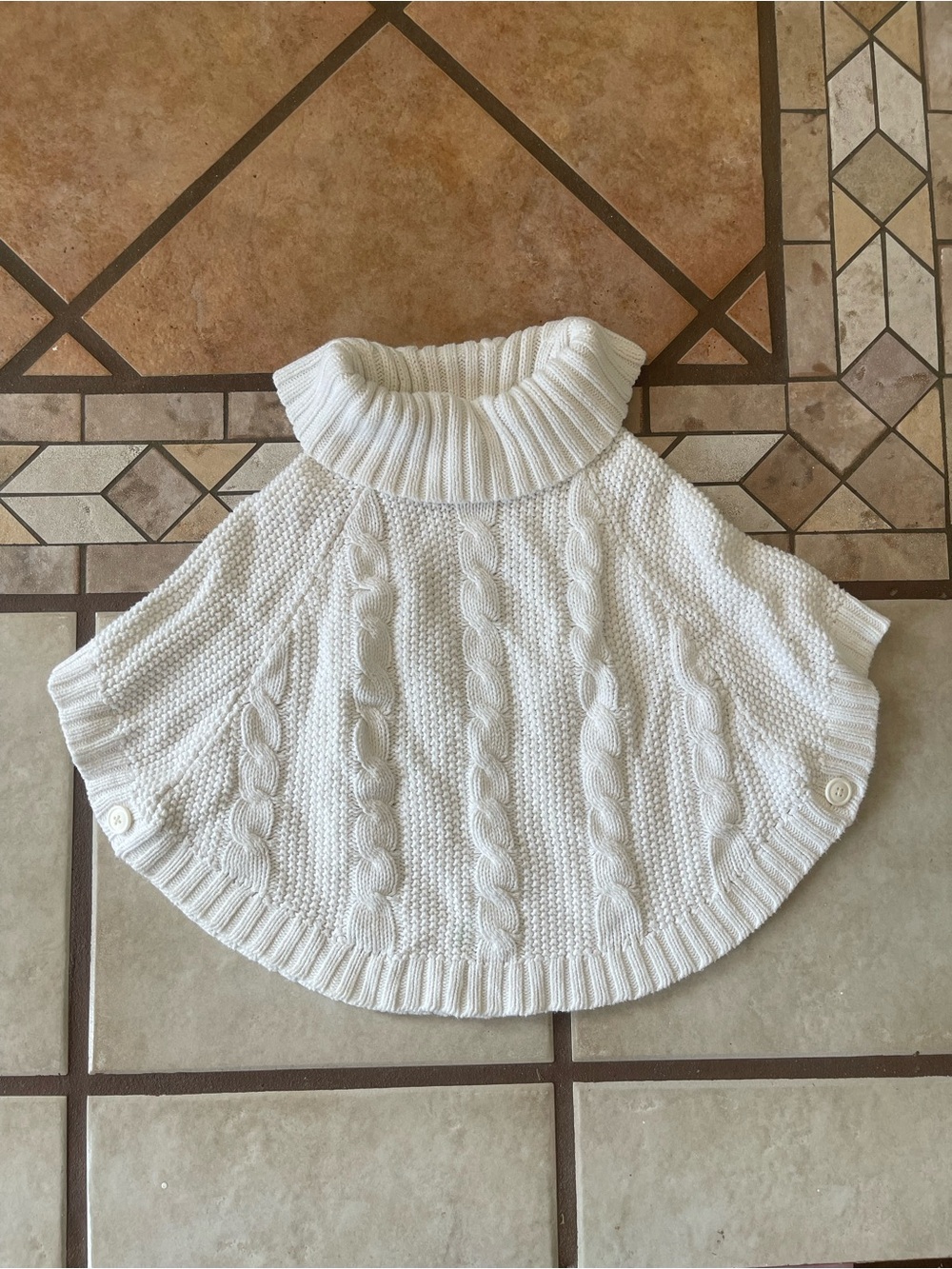 Carter's Cream Cable-Knit Turtleneck Poncho